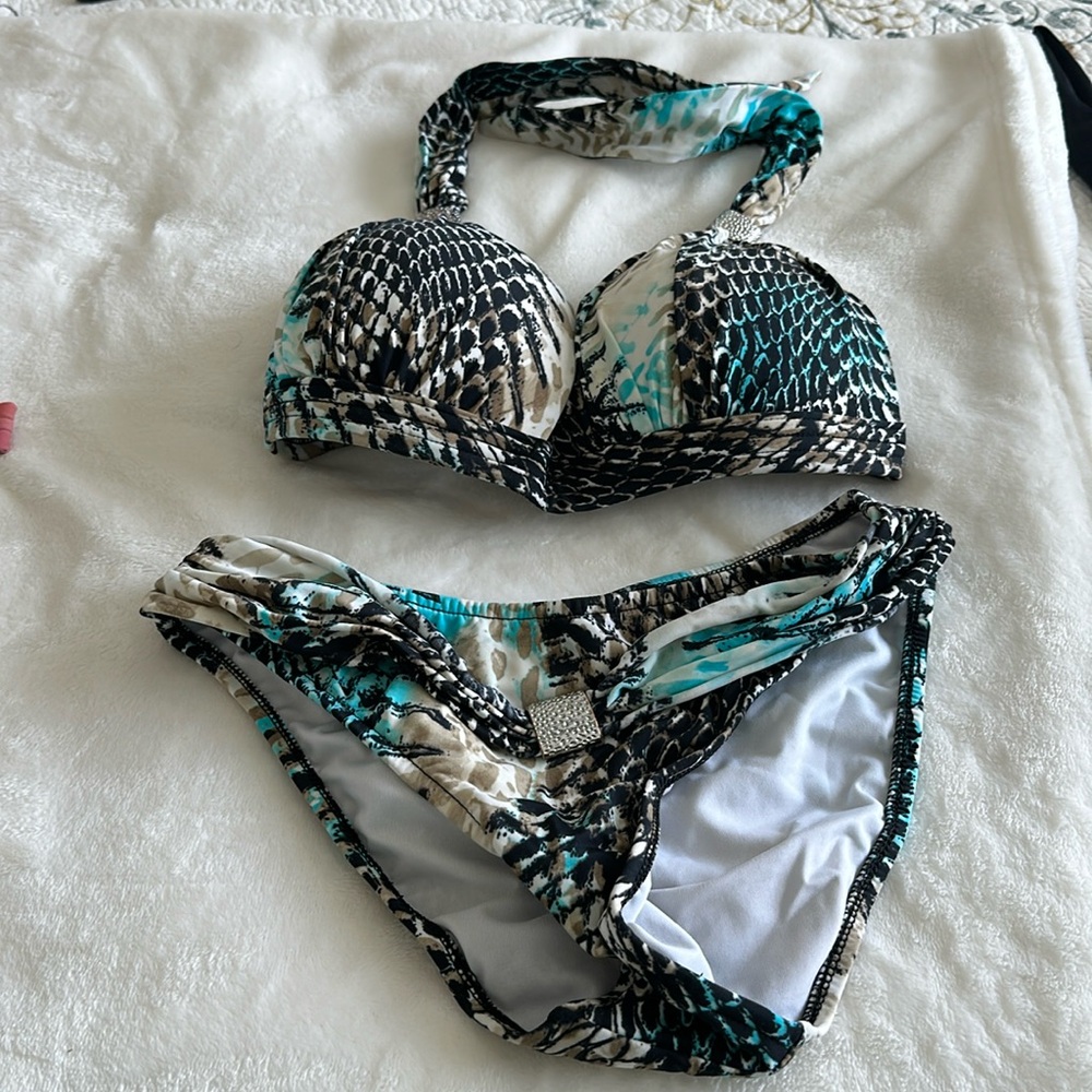 VENUS Snakeskin Bikini in Black and Blue